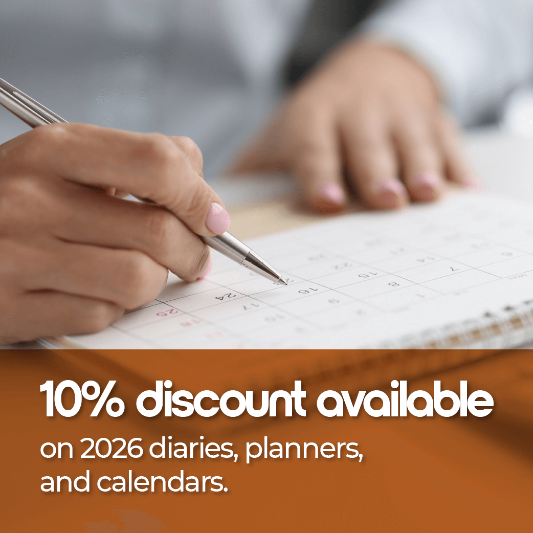 Save 10% on 2026 Diaries, Planners, & Calendars with our early bird discount.